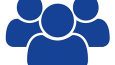 Group of three blue user icons representing a team