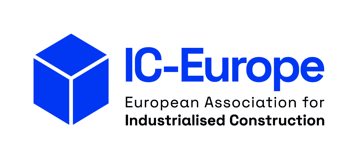IC-Europe logo featuring a blue 3D cube icon next to the words ‘IC-Europe’ and ‘European Association for Industrialised Construction’