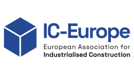 IC-Europe logo with a blue cube icon on the left and the text 'IC-Europe' beside it, followed by 'European Association for Industrialised Construction'.